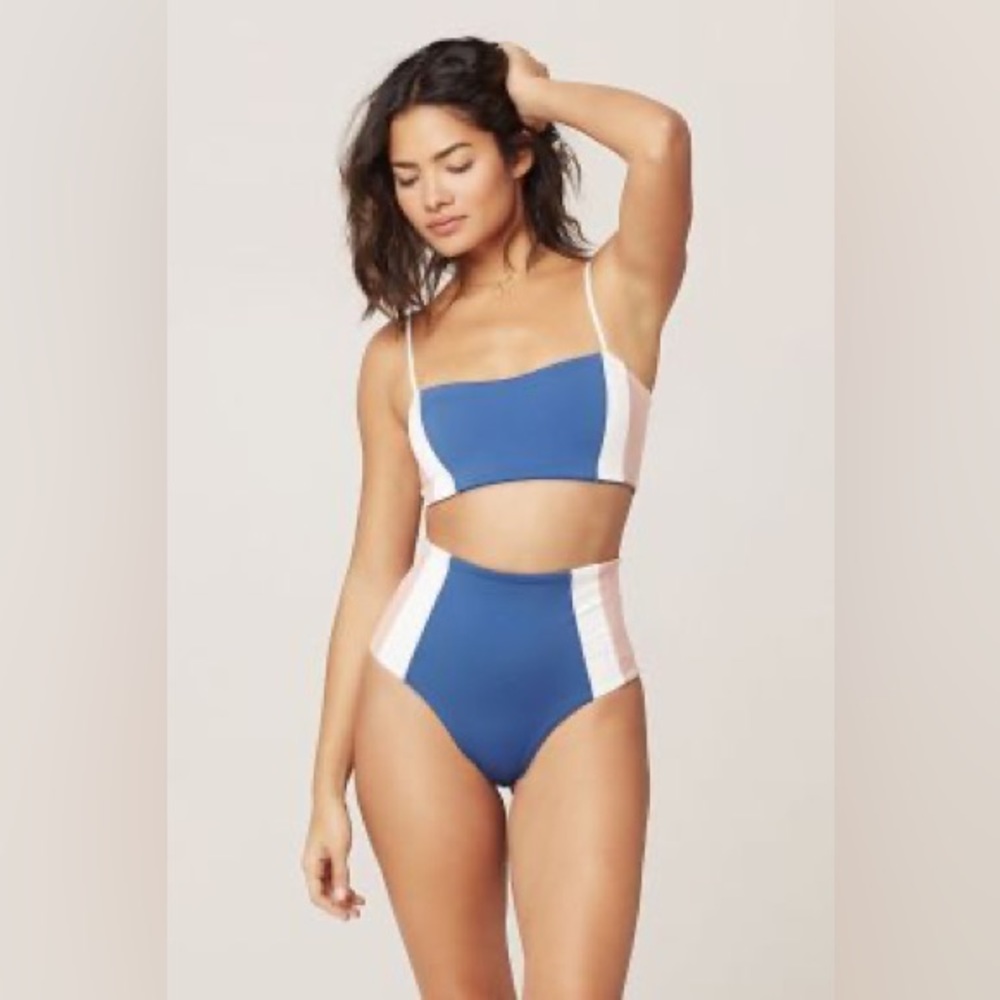 L*Space Portia Girl Bikini bottom, Rebel Heart top indigo/white/primerose